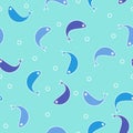Vector fish seamless pattern in blue Royalty Free Stock Photo